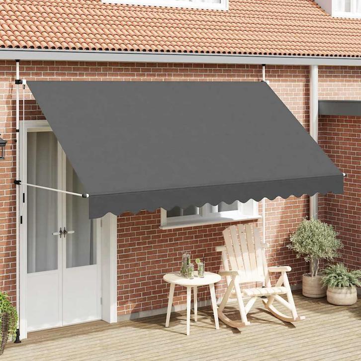 vidaXL Luifel handmatig uittrekbaar 350 cm antraciet, Tuin en Terras, Zonneschermen, Nieuw, Verzenden