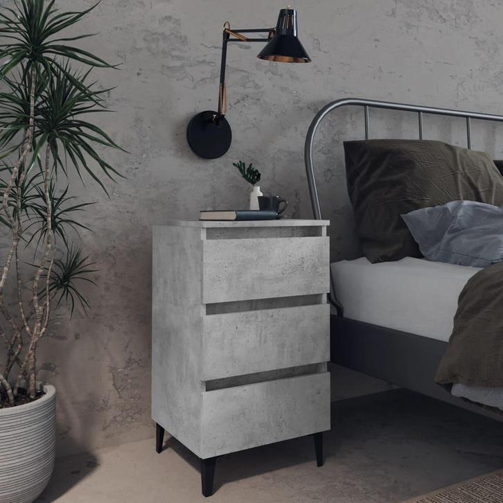 vidaXL Nachtkastje met metalen poten 40x35x69 cm betongrijs, Huis en Inrichting, Slaapkamer | Nachtkastjes, Nieuw, Verzenden