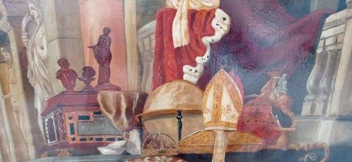 Scuola franco-fiamminga (XIX) - Natura morta con corona,, Antiek en Kunst, Kunst | Schilderijen | Klassiek