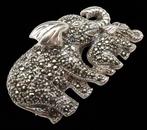 Zilver, Olifantenbroche in 925 zilver & Marcassite: Wijsheid