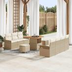 vidaXL Tuinbank Set met kussen 10 pcs Beige poly rattan, Tuin en Terras, Verzenden, Nieuw