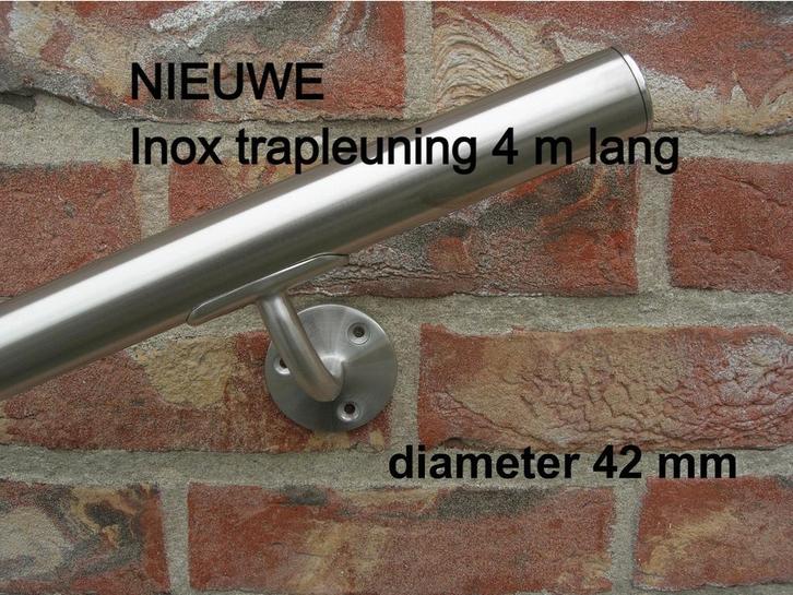 NIEUWE inox trapleuning 4 m lang - dia 42 mm - rvs leuning, Doe-het-zelf en Bouw, Ladders en Trappen, Trap, Nieuw, 4 meter of meer