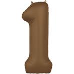 1 Jaar Cijfer Ballon Bruin Mat 86cm, Hobby en Vrije tijd, Feestartikelen, Verzenden, Nieuw
