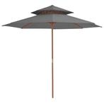 vidaXL Parasol dubbeldekker met houten paal 270 cm antraciet, Verzenden, Nieuw