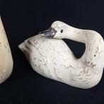 sculptuur, Twee zwanen - 38 cm - Hout, Antiek en Kunst