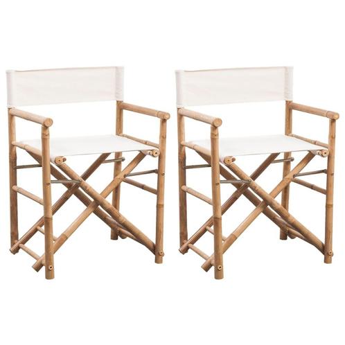 vidaXL Regisseursstoelen 2 st inklapbaar bamboe en canvas, Tuin en Terras, Tuinstoelen, Nieuw, Verzenden
