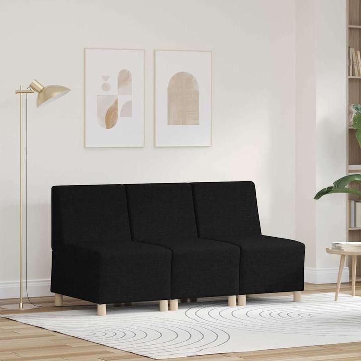 vidaXL Modulaire Sofa Eenheid Armless 3 pcs Zwart 55 x 74 x, Huis en Inrichting, Zetels | Zetels, Nieuw, Verzenden