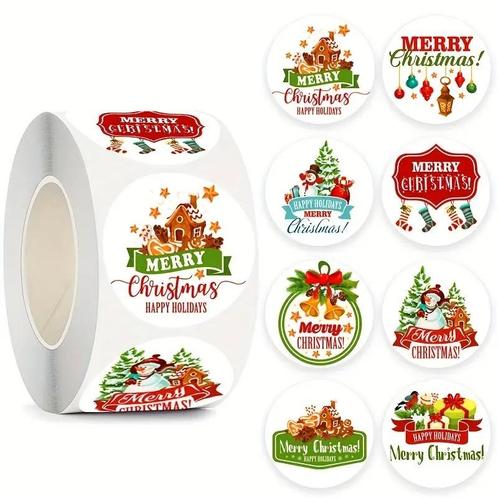 500 stickers labels kerstetiketten merry christmas happy, Huis en Inrichting, Woonaccessoires | Kunstplanten en Kunstbloemen, Nieuw