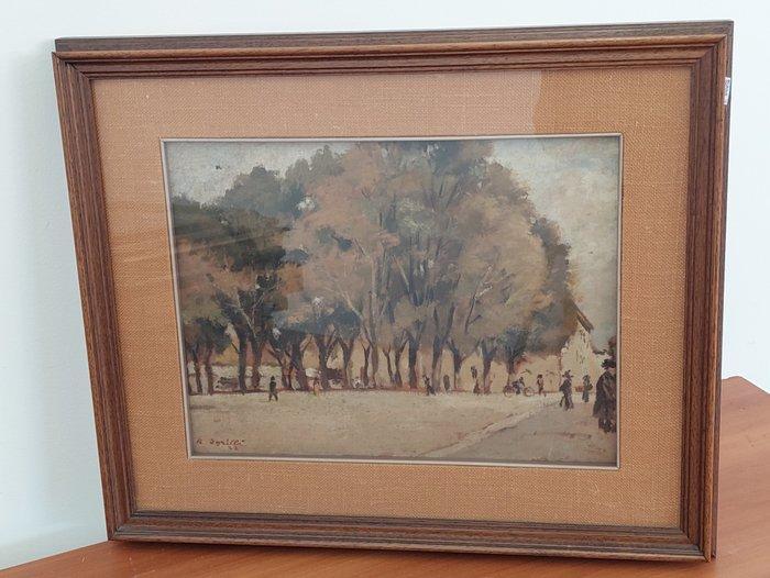 Roberto Sgrilli (1897-1985) - Piazzetta di Paese, Antiek en Kunst, Kunst | Schilderijen | Klassiek