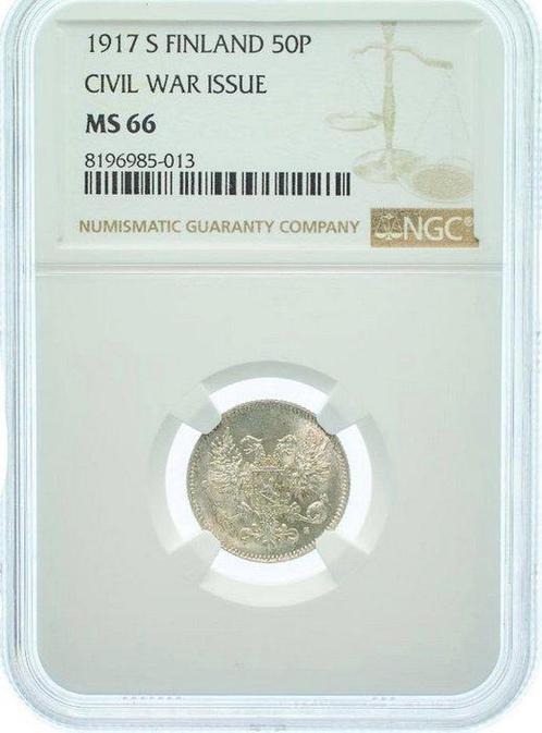 Finland. 50 Pennia 1917 - NGC MS66, Postzegels en Munten, Munten | Europa | Niet-Euromunten