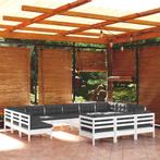 vidaXL 14-delige Loungeset met kussens grenenhout wit, Tuin en Terras, Verzenden, Nieuw, Loungeset