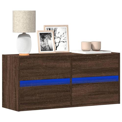 vidaXL Tv-wandmeubel met LED-verlichting 100x31x45 cm bruin, Huis en Inrichting, Kasten |Televisiemeubels, Nieuw, Verzenden