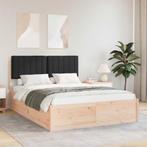 vidaXL Bedframe met Gevoerde Hoofdbord Zwart 140 x 200 cm, Huis en Inrichting, Slaapkamer | Bedden, Verzenden, Nieuw