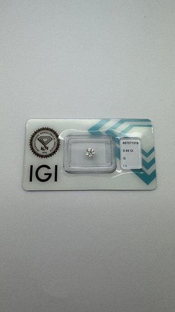 1 pcs Diamant (Natuurlijk) - 0.49 ct - Rond - G - P1 -