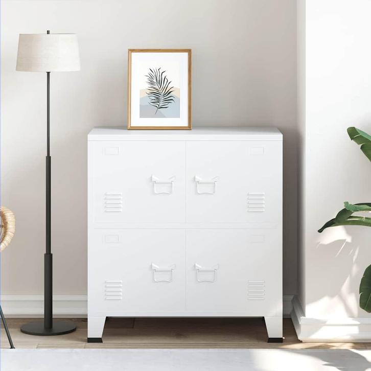vidaXL Opbergkast industrieel 75x40x80 cm staal wit, Huis en Inrichting, Kasten | Overige, Nieuw, Verzenden
