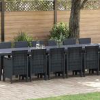 vidaXL Tuin Eettafel Set 17 pcs Antraciet Polt riet, Tuin en Terras, Verzenden, Nieuw