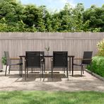 vidaXL 7-delige Tuinset textileen en staal zwart, Verzenden, Nieuw, Tuinset