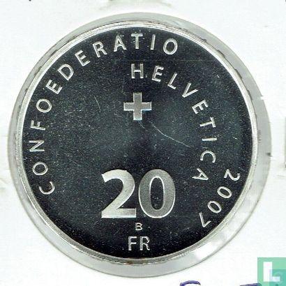 Zwitserland 20 franc 2007 (PROOF) Munot castle at Schaff..., Postzegels en Munten, Munten | Europa | Niet-Euromunten, Losse munt