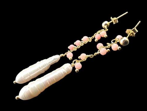 Zonder Minimumprijs - Hangoorbellen Zilver Parel - Opaal, Handtassen en Accessoires, Antieke sieraden