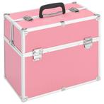 vidaXL Make-up koffer 38x23x34 cm aluminium roze, Handtassen en Accessoires, Toilettassen, Verzenden, Nieuw