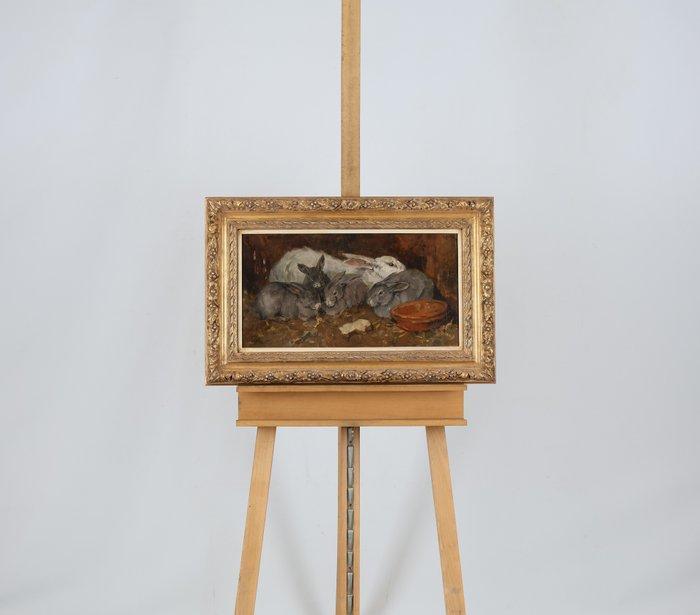 Willem Hendrik van der Nat (1864–1929) - Konijnen, Antiek en Kunst, Kunst | Schilderijen | Klassiek