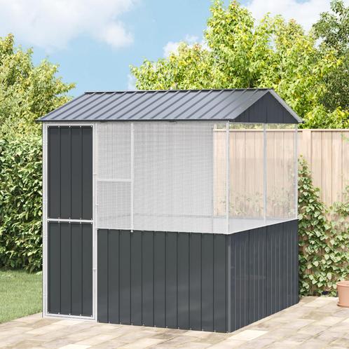 vidaXL Vogelkooi Antraciet 215 x 209 x 230 cm Gegalvaniseerd, Dieren en Toebehoren, Vogels | Toebehoren, Nieuw, Verzenden