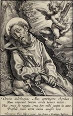 Hieronymus Wierix (1553-1619) - St Francis of Assisi with, Antiek en Kunst