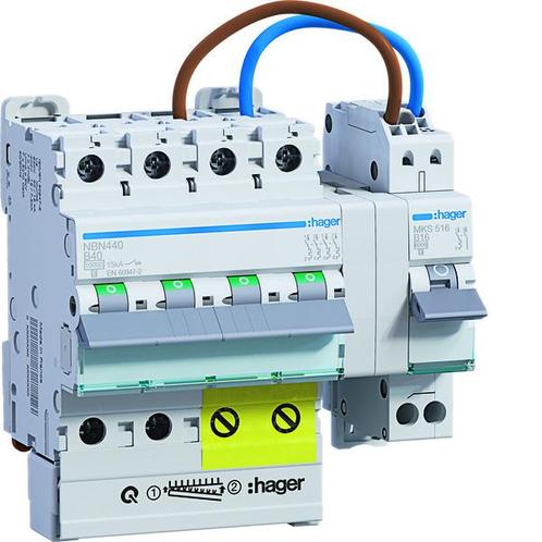 Hager PV-reserveset met MCB 1P+N 4P 40A B - VKS01PVG, Bricolage & Construction, Électricité & Câbles, Envoi