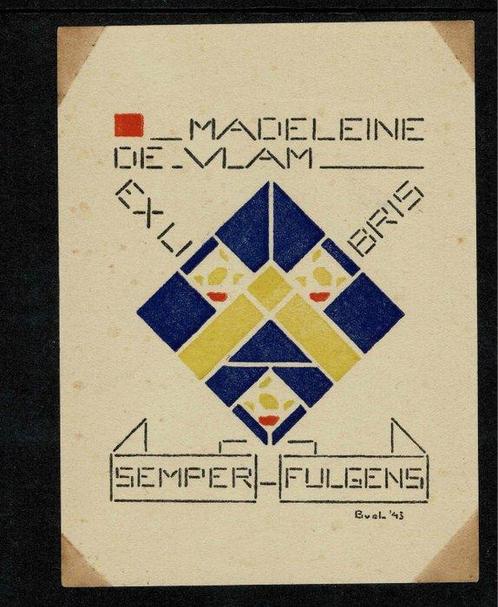 Bart van der Leck (1876-1958) - Ex-Libris Madeleine de Vlam, Antiek en Kunst, Antiek | Overige Antiek