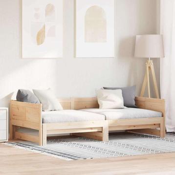 vidaXL Uittrekbare Dagbed 90x200 cm Massief Hout Grenen, Verzenden