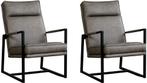 Set van 2 Grijze leren industriële design fauteuils - Rancho, Ophalen of Verzenden