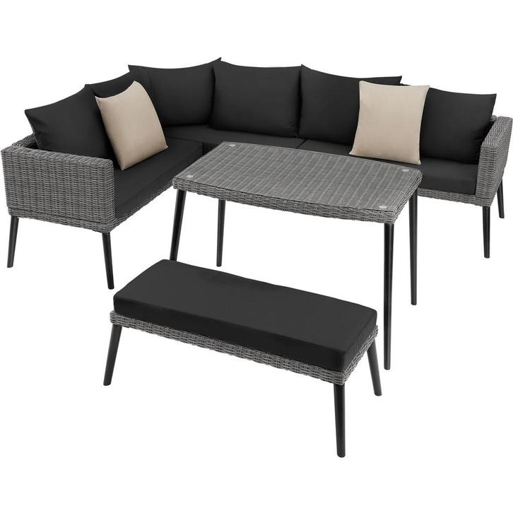 tectake Wicker lounge Pula met aluminium frame - grijs, Tuin en Terras, Tuinsets en Loungesets, Verzenden