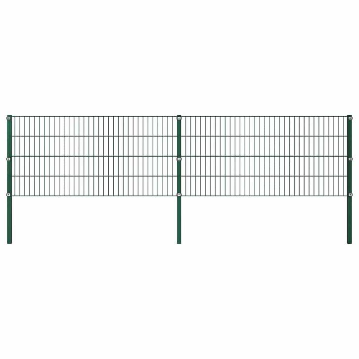 vidaXL Schuttingpaneel met palen ijzer 349x80 cm groen, Tuin en Terras, Tuinhekken en Hekwerk, Nieuw, Verzenden