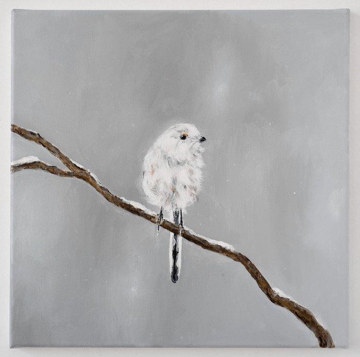 Matthieu van Riel - White-headed Long-tailed Bushtit, Antiquités & Art, Art | Peinture | Moderne