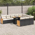 vidaXL 11-delige Loungeset met kussens poly rattan acacia, Tuin en Terras, Tuinsets en Loungesets, Verzenden, Nieuw, Loungeset