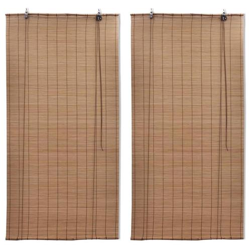 vidaXL Rolgordijnen 2 st 150x220 cm bamboe bruin, Huis en Inrichting, Stoffering | Gordijnen en Lamellen, Nieuw, Verzenden