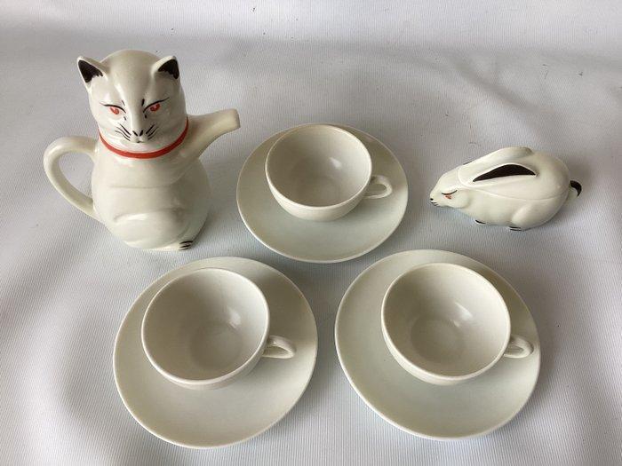 Mosa - Maastricht - Koffieservies (5) - theepot kat -, Antiek en Kunst, Antiek | Meubels | Tafels