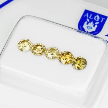 5 pcs Diamant (Natuurlijk gekleurd) - 0.82 ct - Rond - Fancy