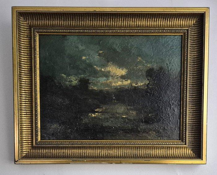 Theo Goedvriend (1879-1969) - Het kanaal bij nacht, Antiek en Kunst, Kunst | Schilderijen | Klassiek