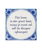 Delfts Blauw Tegel Leven Is Feest 14,5cm, Nieuw, Verzenden