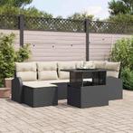 vidaXL Tuinbank Set 7 pcs Zwart en crème Poly riet,, Tuin en Terras, Verzenden, Nieuw