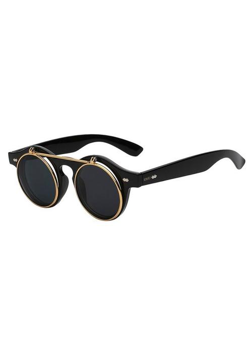 Ronde Zonnebril Vintage Flip Up Mat Zwart Montuur Zwarte Gla, Handtassen en Accessoires, Zonnebrillen en Brillen | Dames, Zwart