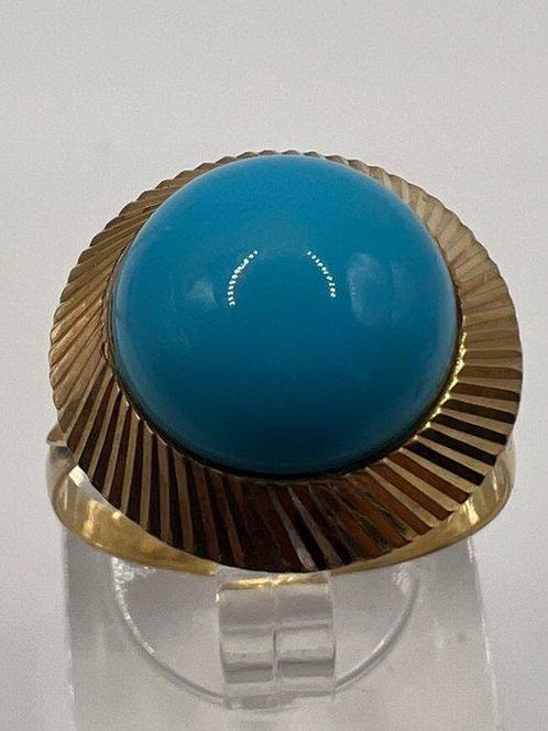 NO RESERVE PRICE - 18 carats Or jaune - Bague - Turquoises, Handtassen en Accessoires, Antieke sieraden