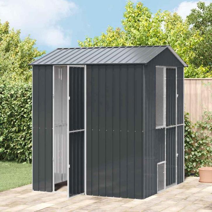 vidaXL Vogelkooi Antraciet 215 x 210 x 247 cm Gegevens staal, Dieren en Toebehoren, Vogels | Toebehoren, Nieuw, Verzenden