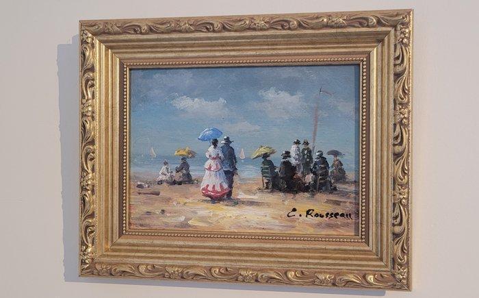 Camille Rousseau (1949) - Dimanche en Normandie ~ Deauville, Antiquités & Art, Art | Peinture | Classique