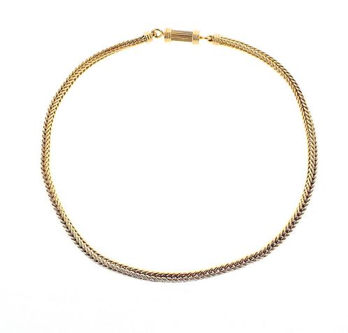 Exclusief; 18 Krt. Gouden vossenstaart schakel collier |..., Handtassen en Accessoires, Kettingen, Overige kleuren, Gebruikt, Goud