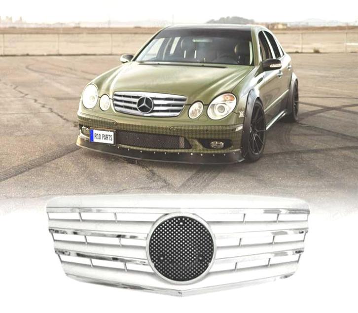 Calandre Type Amg Pour Mercedes E W211 06-09 Argent Chromé, Auto-onderdelen, Carrosserie, Verzenden
