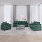 vidaXL 3-delige Loungeset met kussens fluweel donkergroen, Verzenden, Nieuw