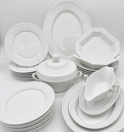 KPM Berlin - Eetservies - Kurland Weiss, 6 Pers. mit Terrine, Antiek en Kunst, Antiek | Meubels | Tafels