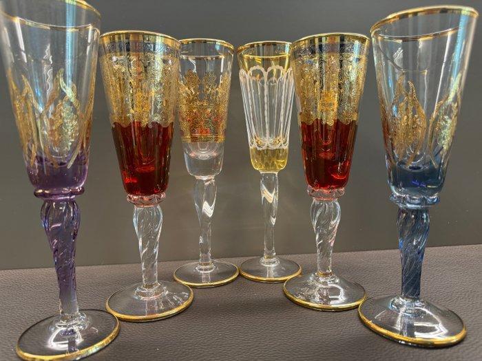 Antica bottega Veneta - Champagne fluitje (6) - Luxe, Antiek en Kunst, Antiek | Glaswerk en Kristal